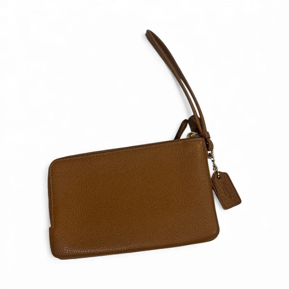 Coach F66505 Pebble Leather Double Corner Zip Wristlet in Tan - Picture 2 of 4